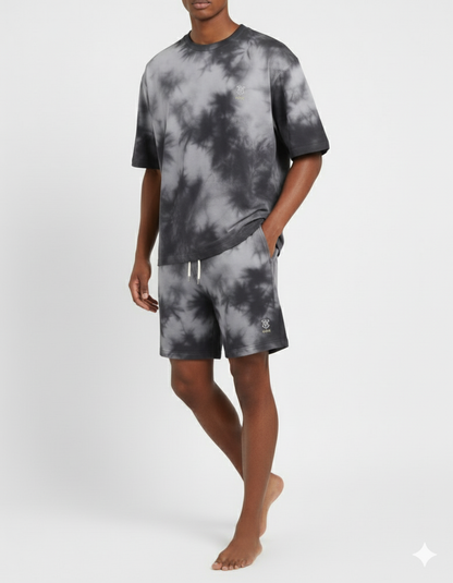 Unisex Monochrome Mists Oversized Tee & Shorts Co-Ord Set