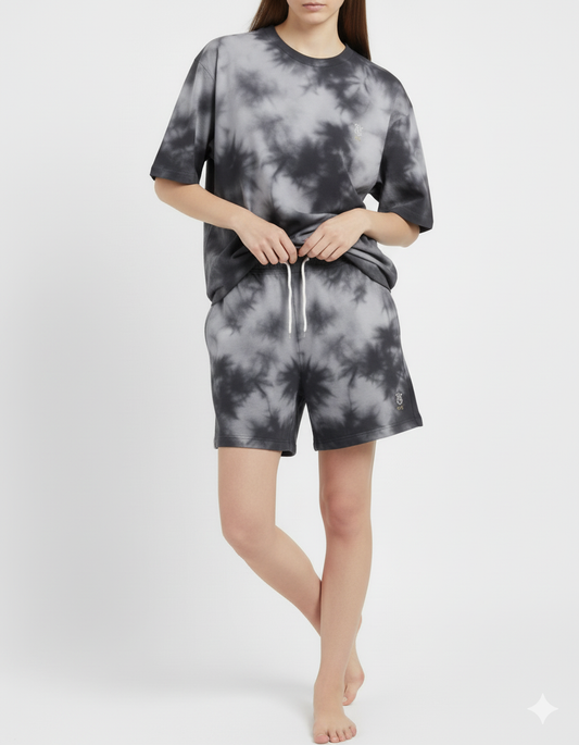 Unisex Monochrome Mists Oversized Tee & Shorts Co-Ord Set
