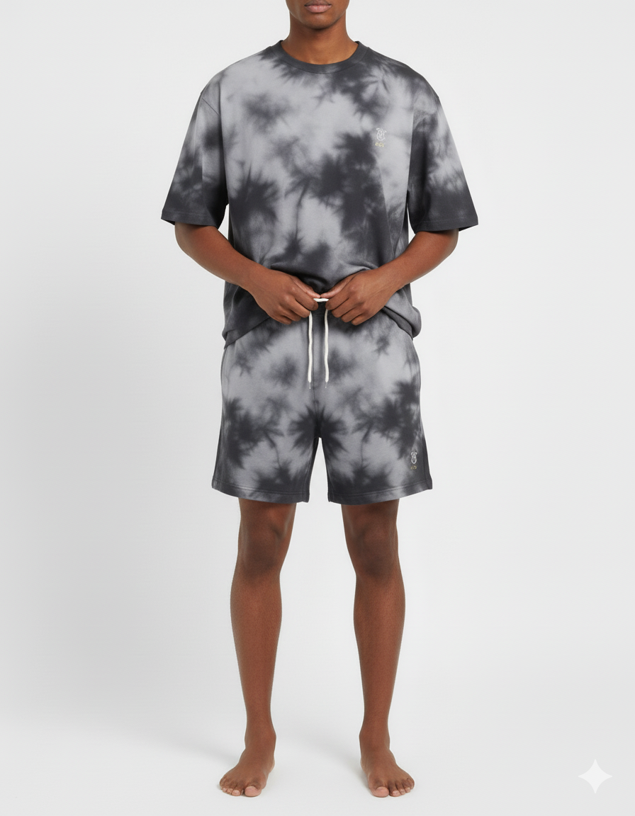 Unisex Monochrome Mists Oversized Tee & Shorts Co-Ord Set