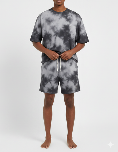 Unisex Monochrome Mists Oversized Tee & Shorts Co-Ord Set