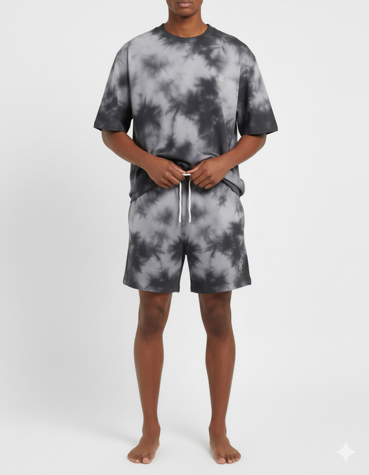 Unisex Monochrome Mists Oversized Tee & Shorts Co-Ord Set